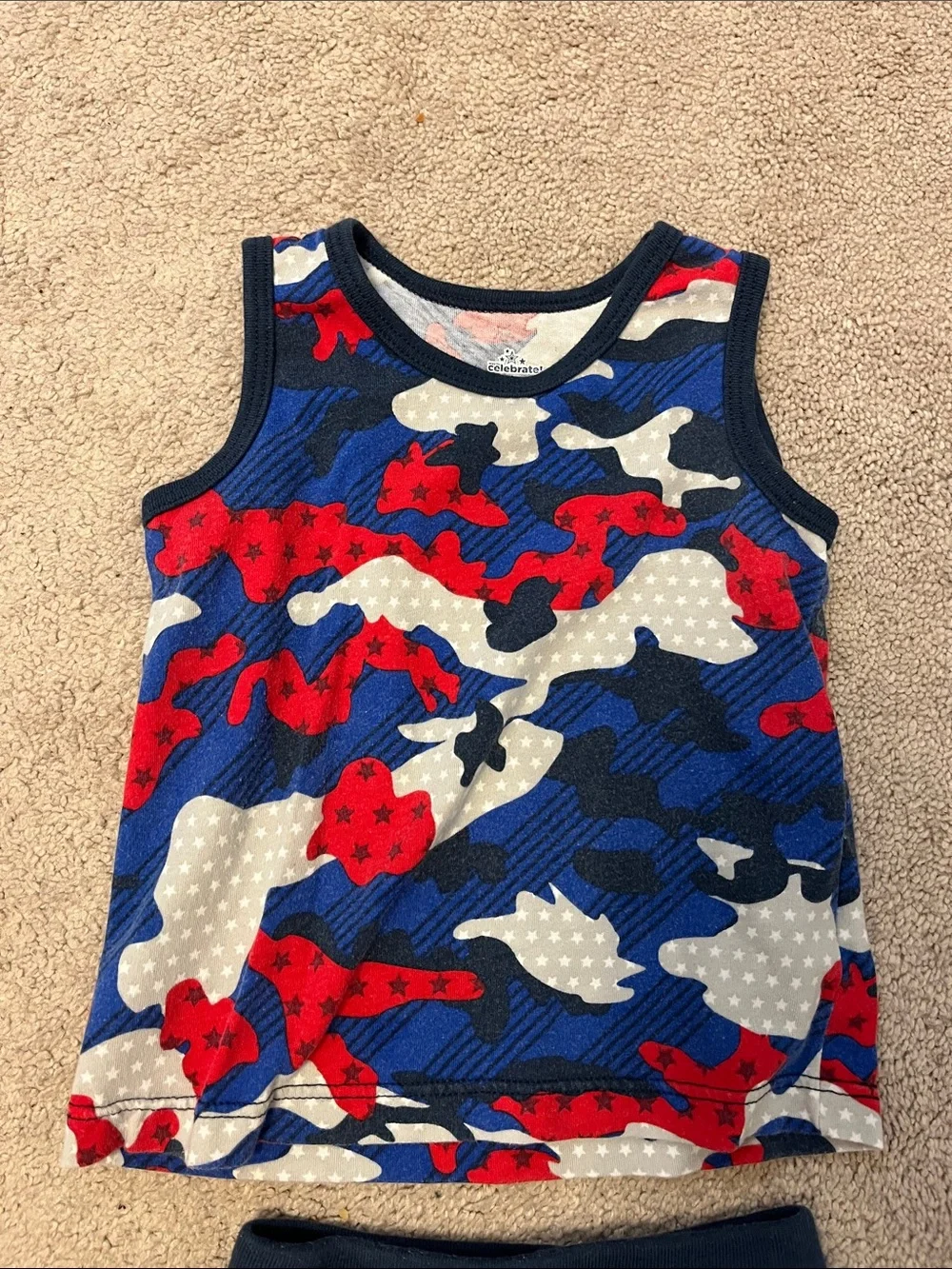 Kids Red, Blue & White Camo Tank Top and Shorts Set
